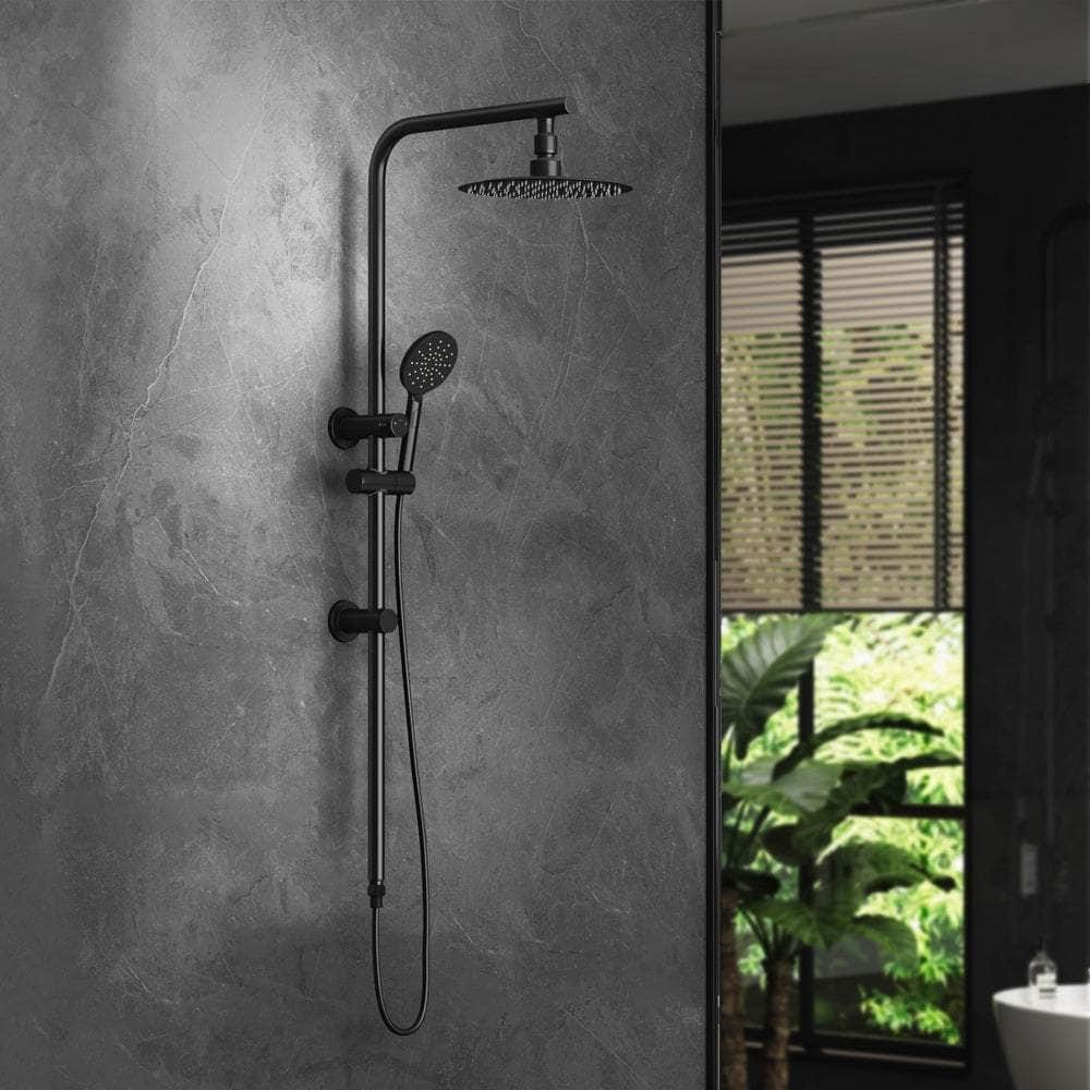 10" Rain Shower Head Set Round 3-Mode Black