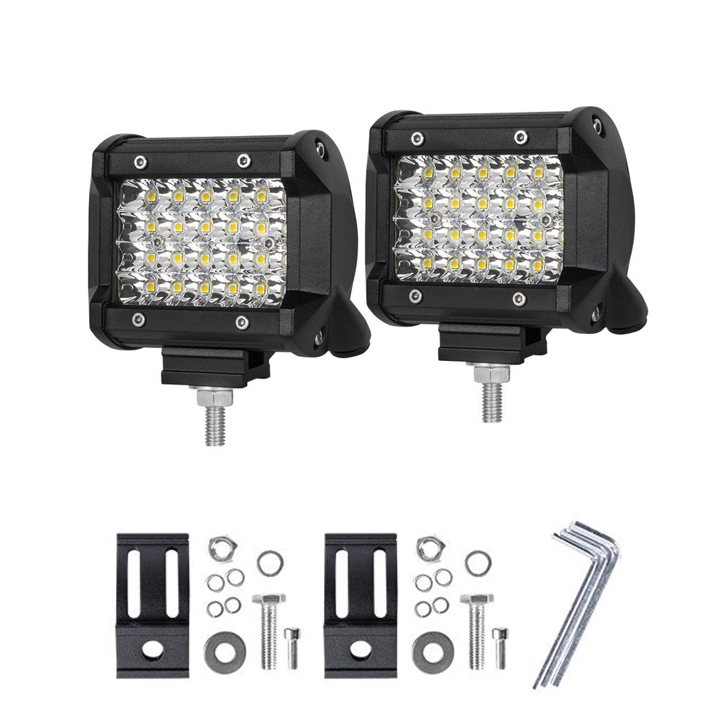 Pair 4" Spot Led Work Light Bar Philips Quad Row Reverse Driving
