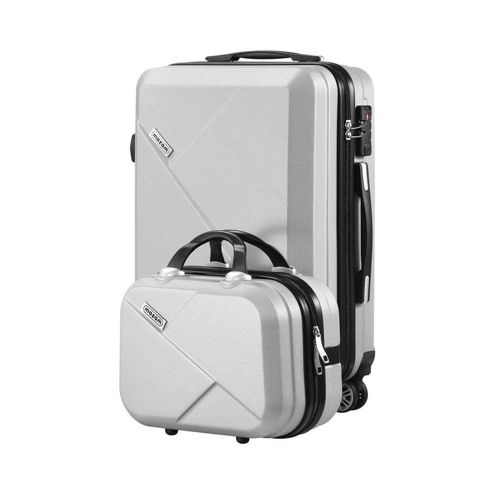 2PCS Luggage Set TSA Lock Hard Case Silver