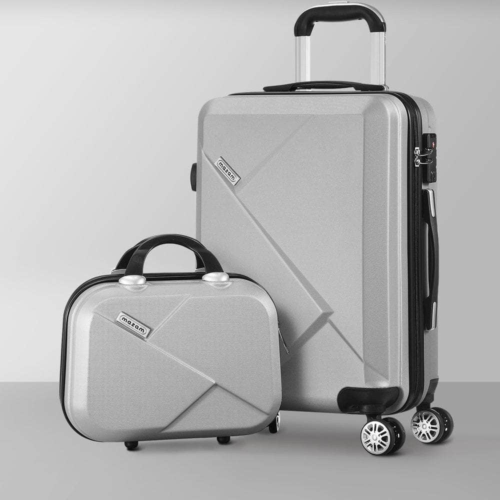 2PCS Luggage Set TSA Lock Hard Case Silver