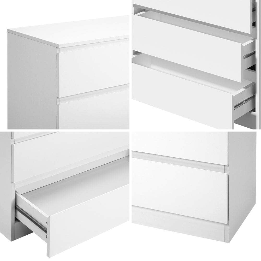 3 Chest of Drawers Lowboy Handle-Free White