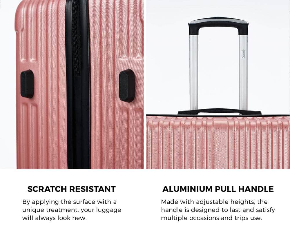 3PCS Luggage Suitcase Trolley Set Travel TSA Lock ABS Case Pink