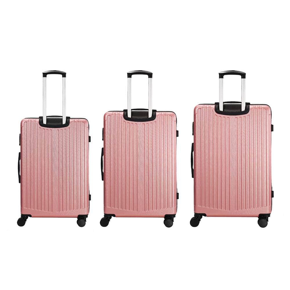 3PCS Luggage Suitcase Trolley Set Travel TSA Lock ABS Case Pink