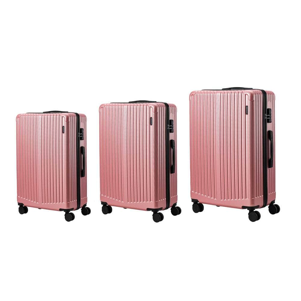 3PCS Luggage Suitcase Trolley Set Travel TSA Lock ABS Case Pink