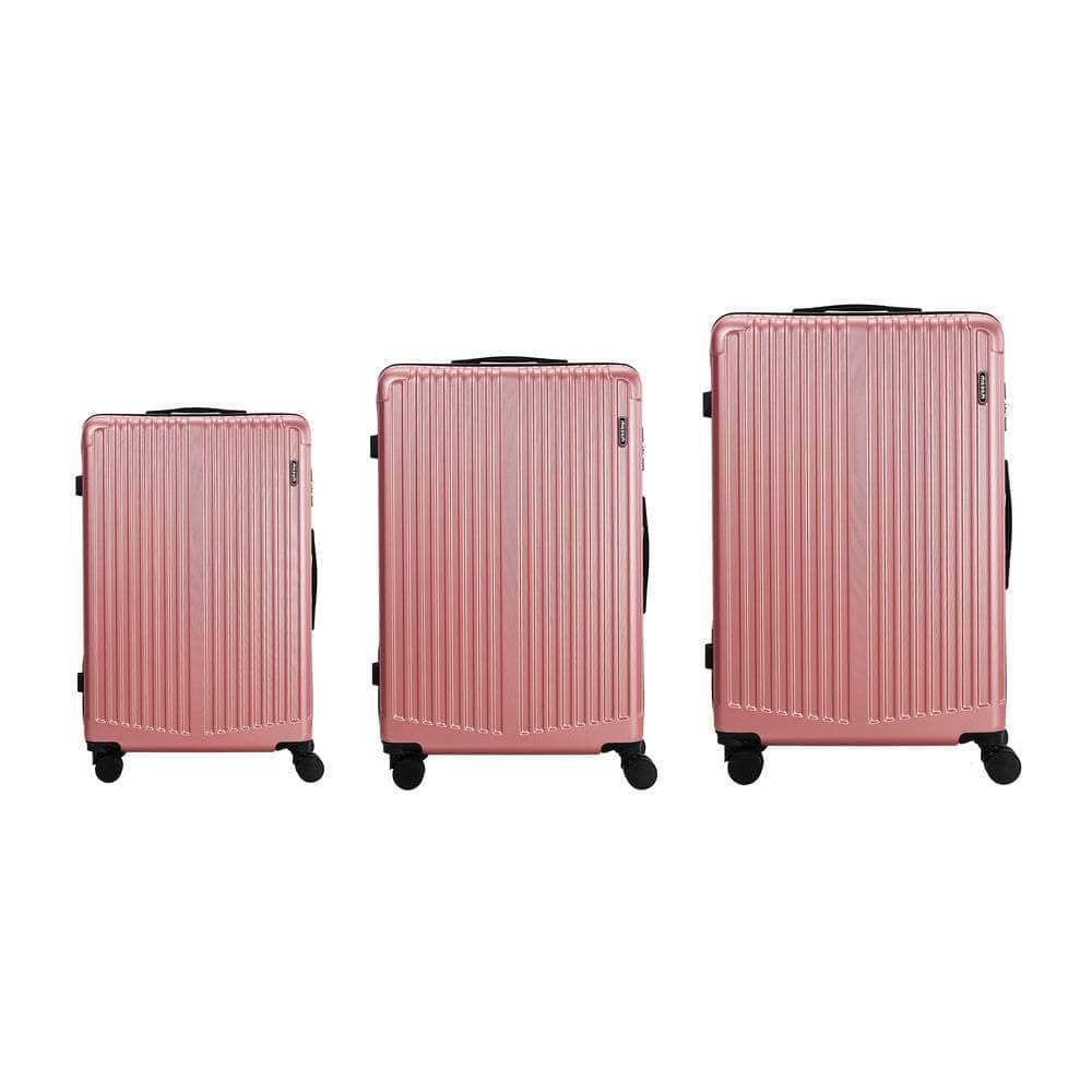 3PCS Luggage Suitcase Trolley Set Travel TSA Lock ABS Case Pink