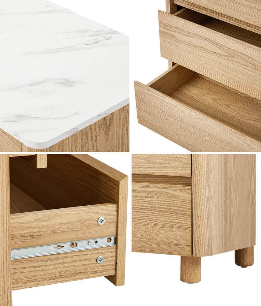 4 Chest of Drawers Dresser Marble Top Natural