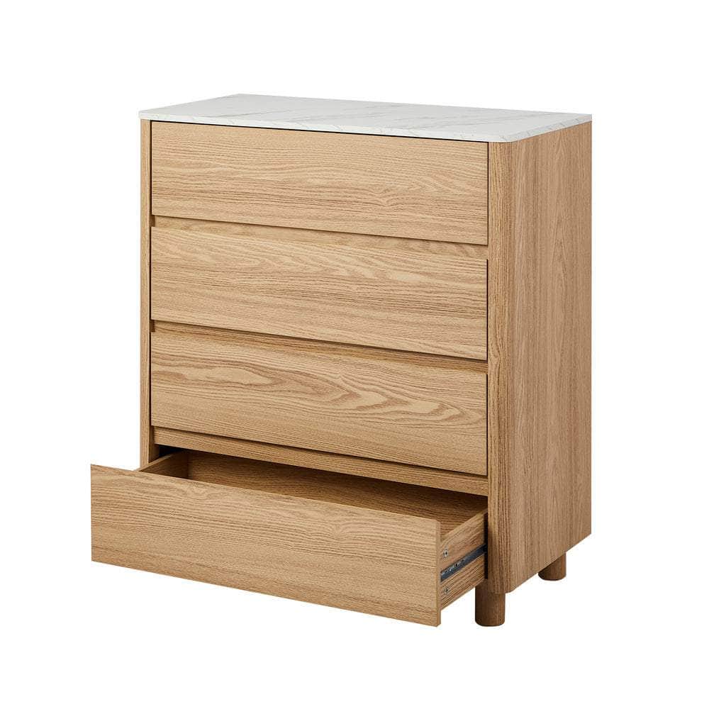 4 Chest of Drawers Dresser Marble Top Natural