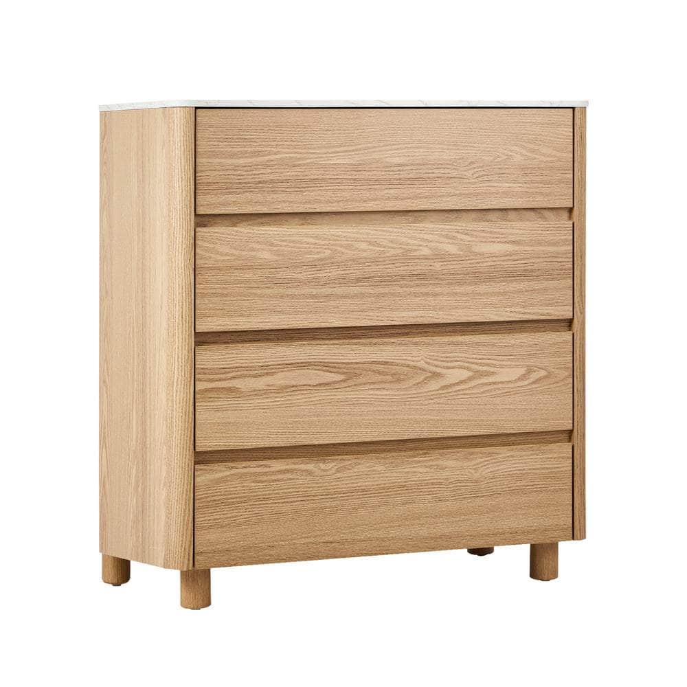 4 Chest of Drawers Dresser Marble Top Natural