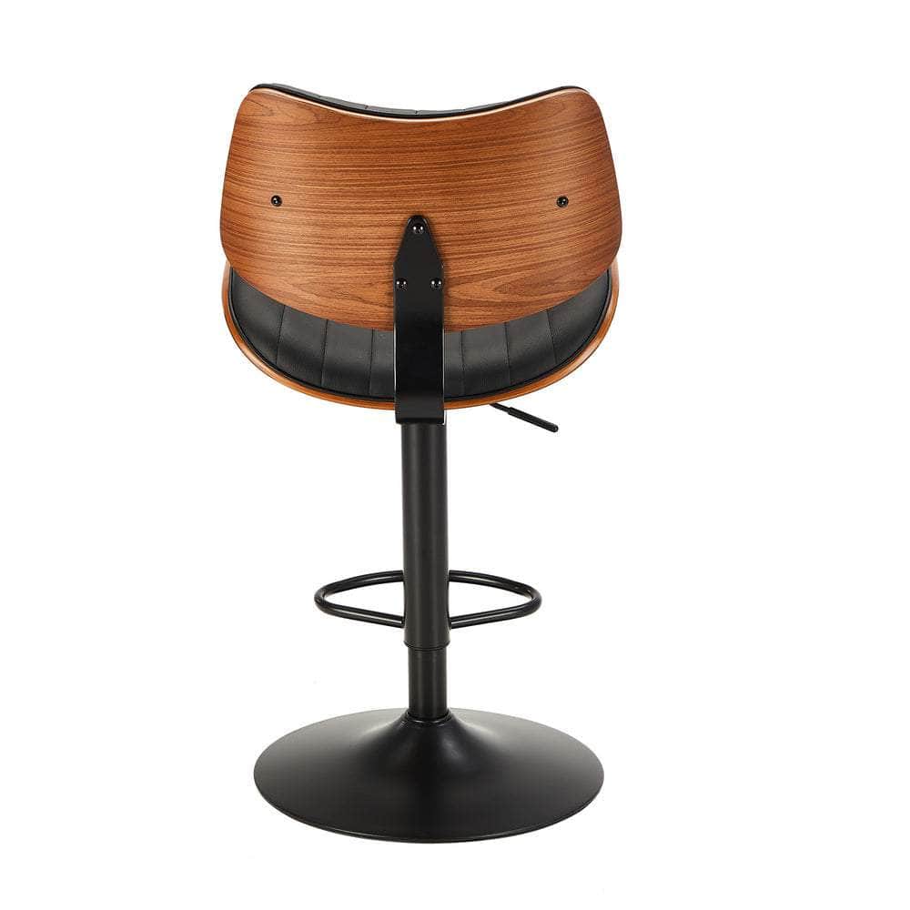 4x Bar Stool Kitchen Swivel Chair Wooden Leather Gas Lift