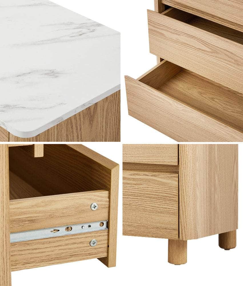 6 Chest of Drawers Dresser Marble Top Natural