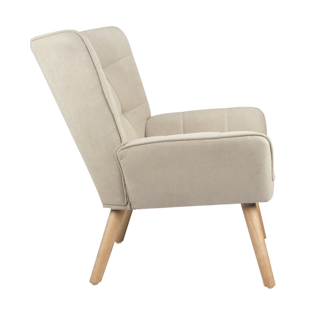 Armchair Accent Chairs Sofa Lounge Fabric Upholstered Tub Chair Beige