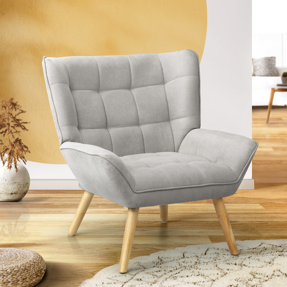 Armchair Accent Chairs Sofa Lounge Fabric Upholstered Tub Chair Grey