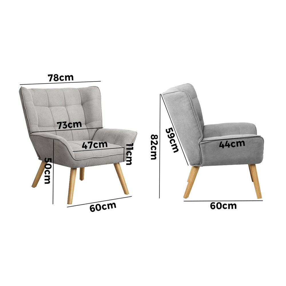 Armchair Accent Chairs Sofa Lounge Fabric Upholstered Tub Chair Grey