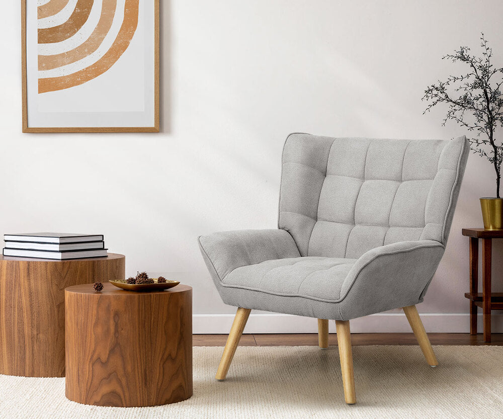 Armchair Accent Chairs Sofa Lounge Fabric Upholstered Tub Chair Grey