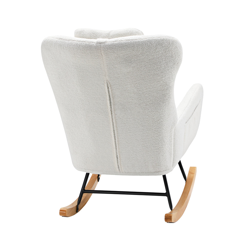 4x Rocking Chair Nursing Armchair Sherpa 2 Pillow White