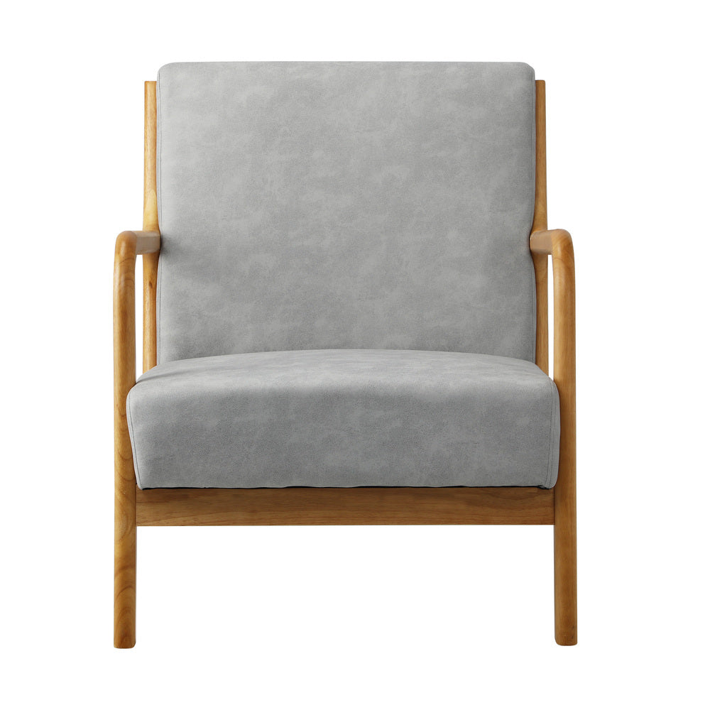 2X Armchair Lounge Chair Couches Sofa Wood Light Grey
