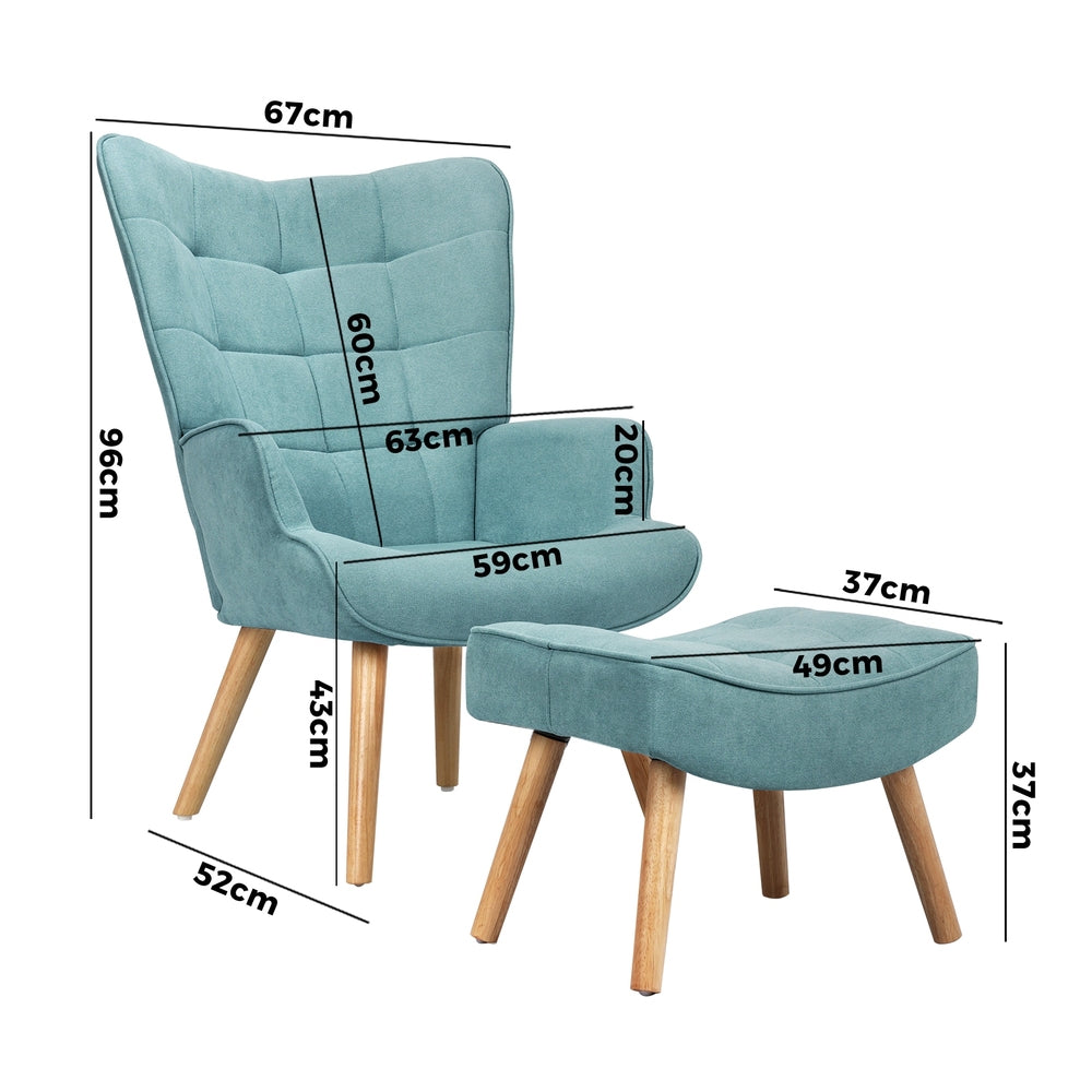 Armchair Lounge Chair Ottoman Accent Armchairs Fabric Sofa Chairs Blue