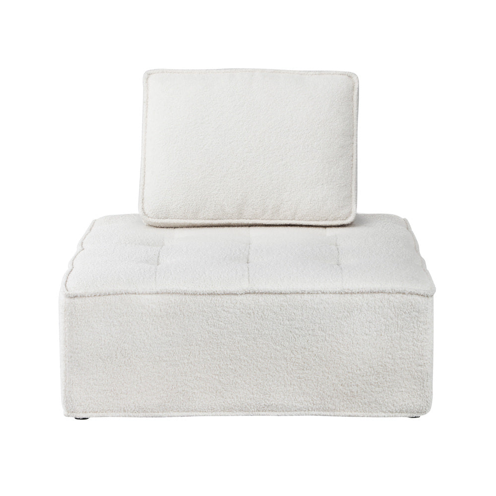 1PC Modular Sofa Lounge Chair Armless Adjustable Back Sherpa White