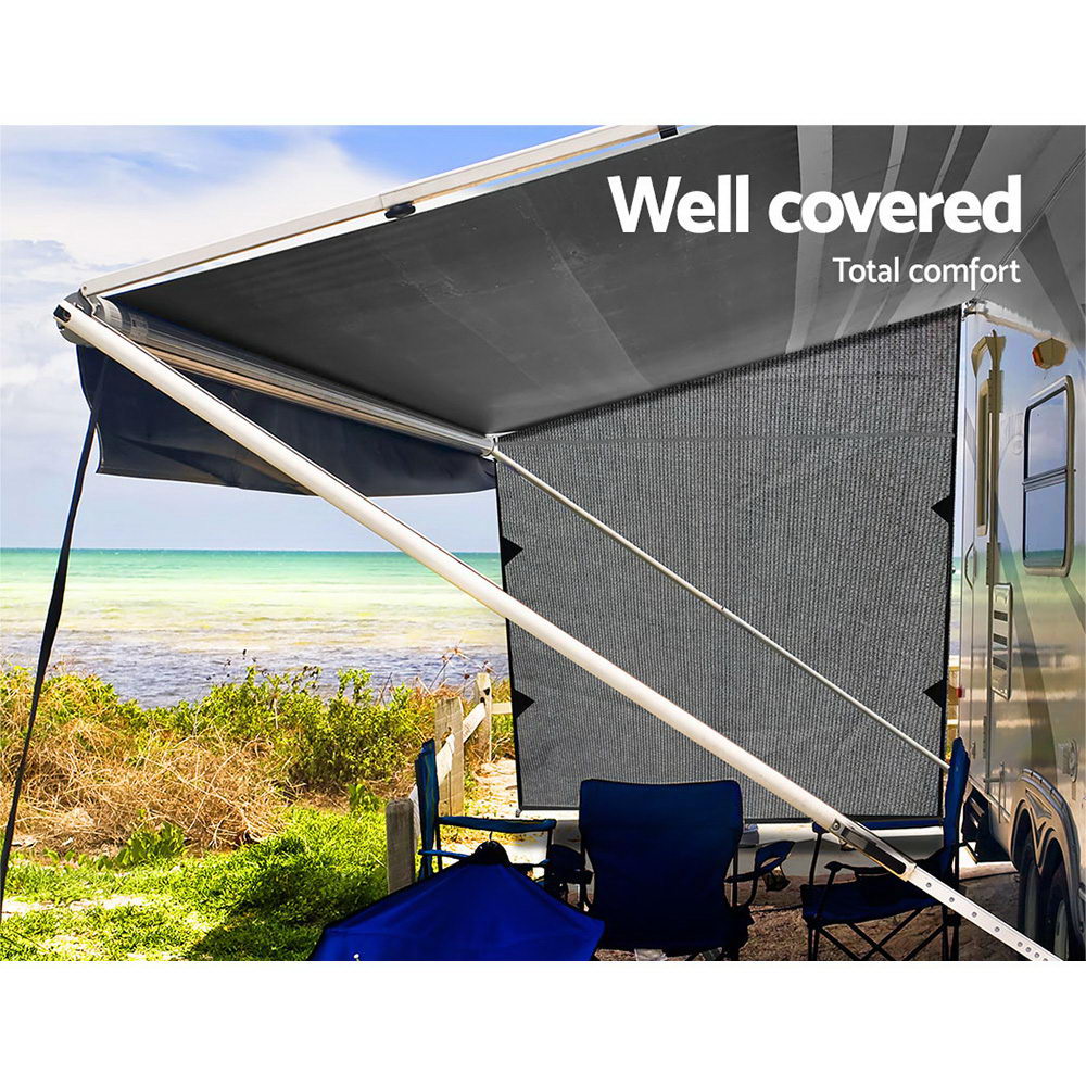 Caravan Privacy Screen 1.95X2.2M Sun Shade End Wall Side, Grey
