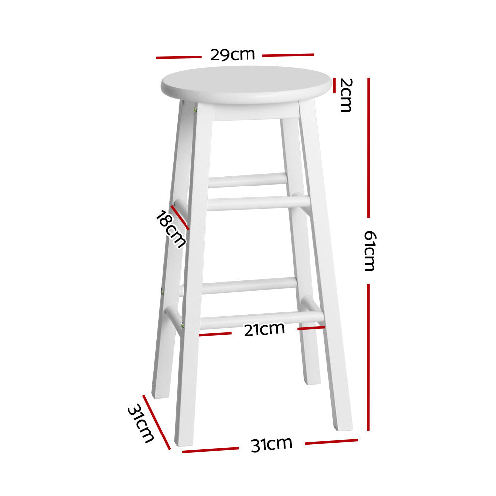 2X Bar Stools Round Chairs Wooden White