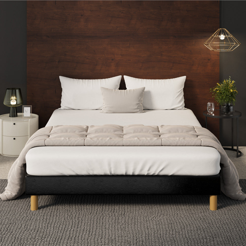 Bed Frame King & Double Size Bed Base Black Leather