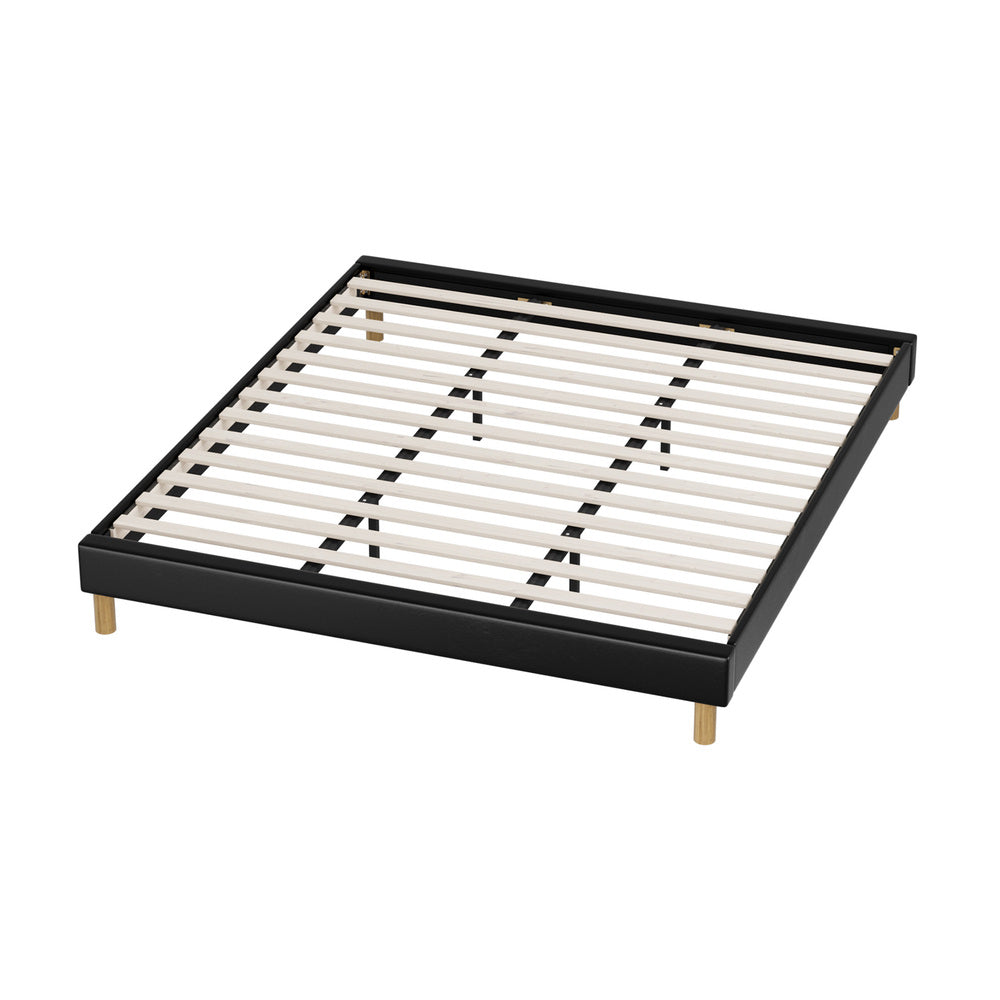 Bed Frame King & Double Size Bed Base Black Leather