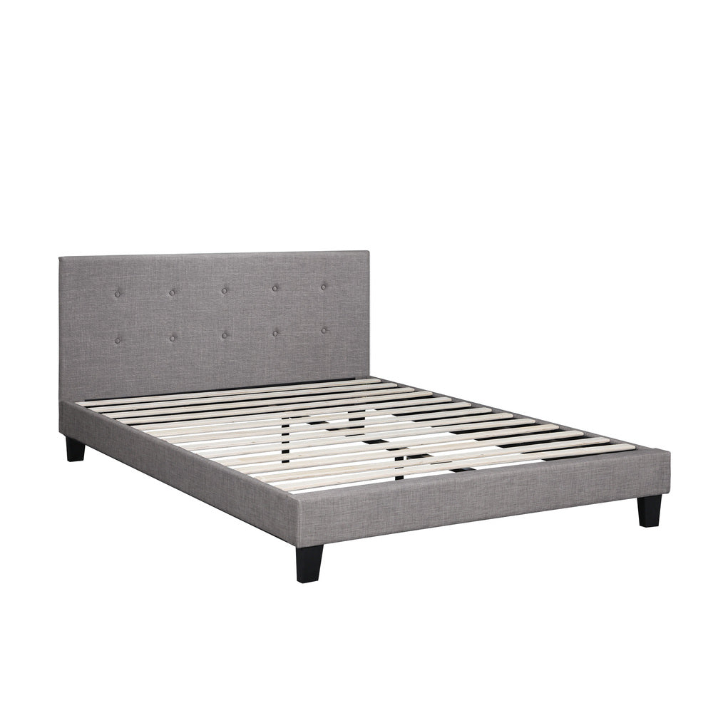 Bed Frame Double Size White Boucle