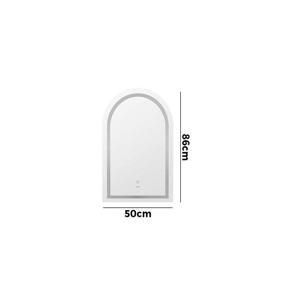 LED Arched Bathroom Mirror Anti-fog Smart 86x50cm