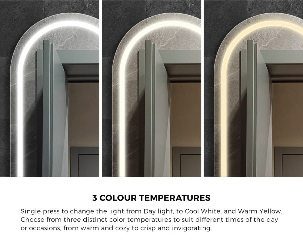 LED Arched Bathroom Mirror Anti-fog Smart 86x50cm