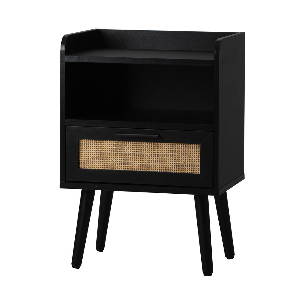Bedside Table Drawer Side End Table Rattan