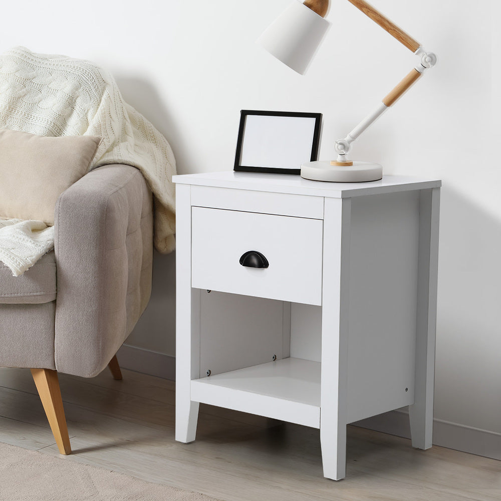 2x Bedside Table 2 Drawers Nightstand Vintage