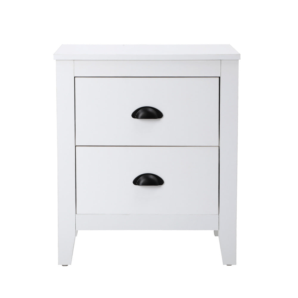 2x Bedside Table 2 Drawers Nightstand Vintage