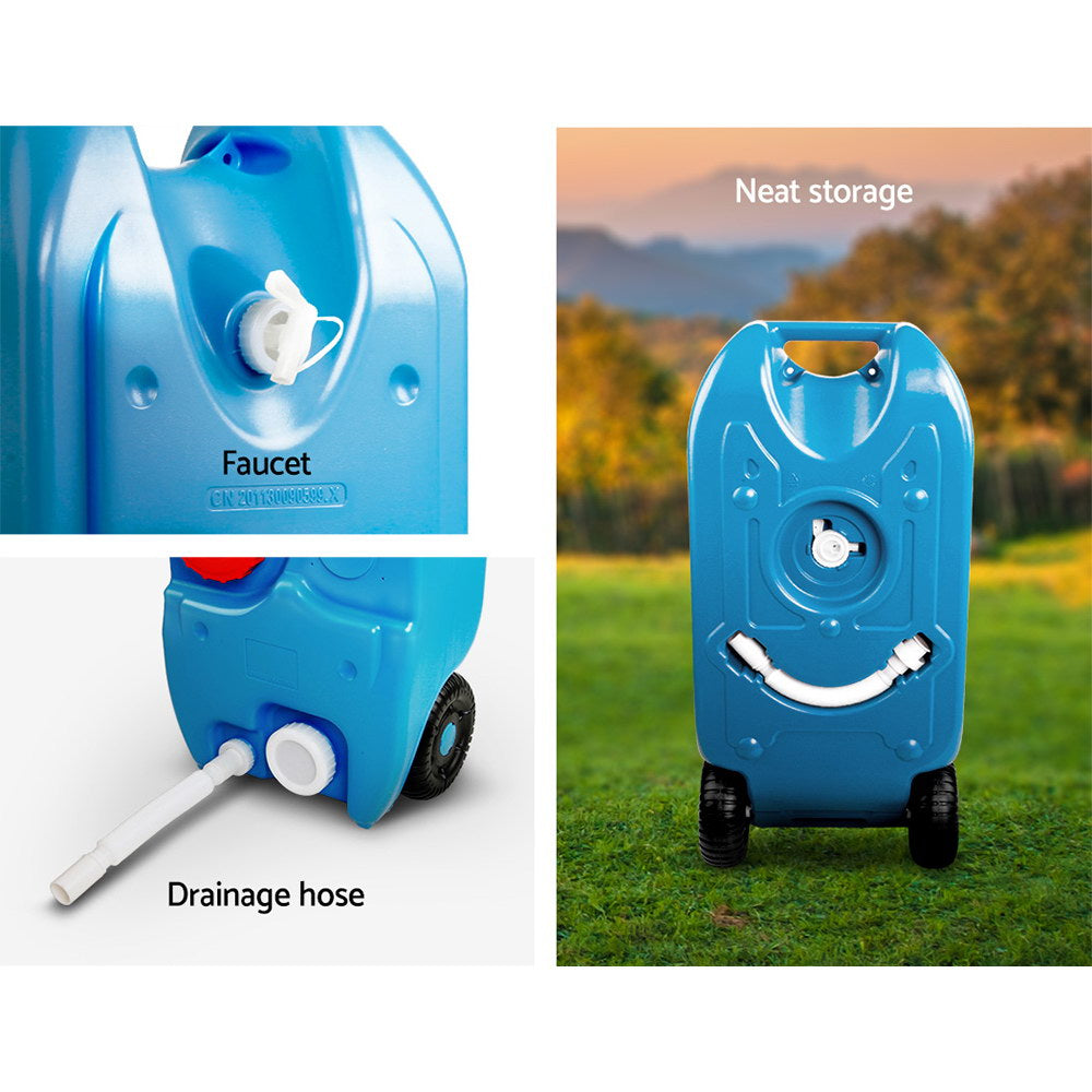 40L Portable Wheel Water Tank Camping Storage Blue
