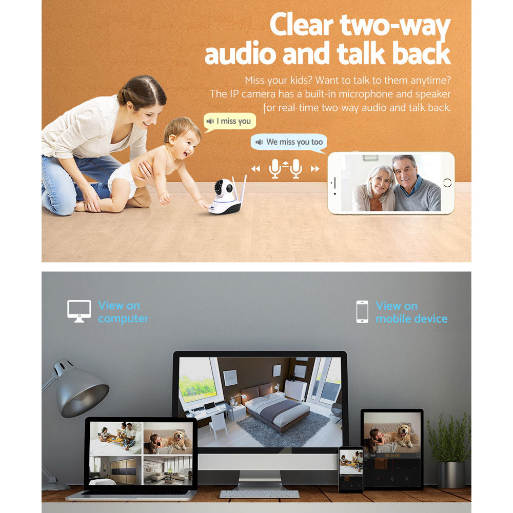 1080P Wireless Ip Cameras Security Wifi Cam White