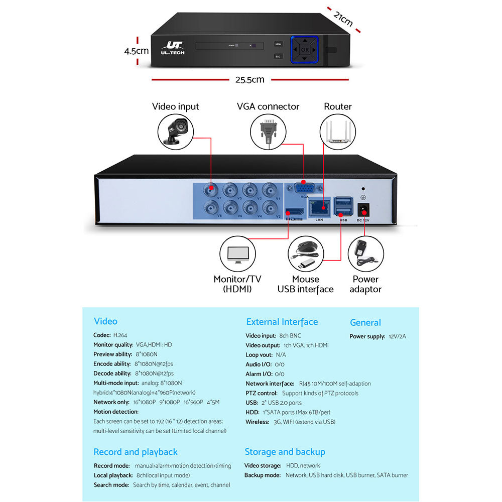8Ch Dvr 8 Cameras Advanced Surveillance Solution