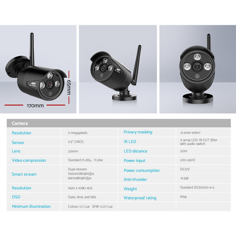 Wireless Cctv Security System 8Ch 3Mp 8 Bullet Cameras 4Tb