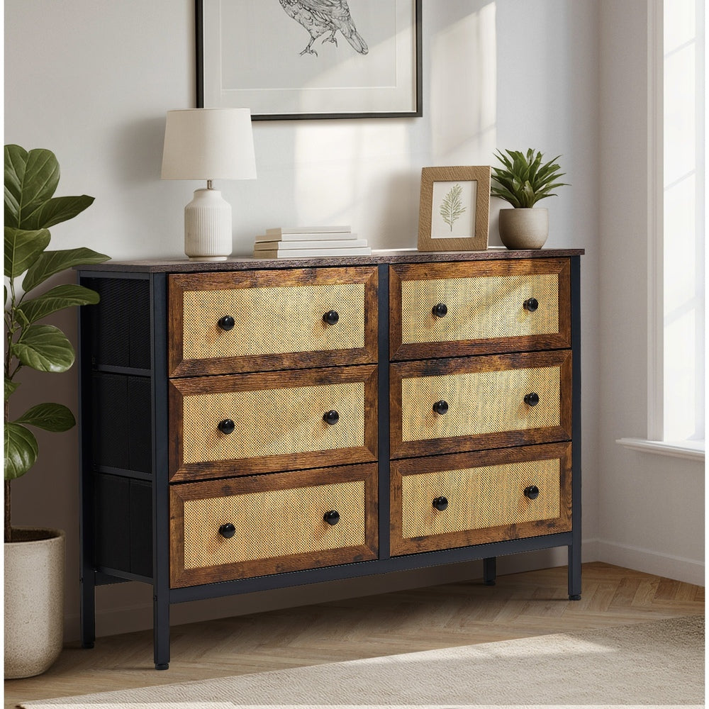 16 &8-Drawer Chest Rattan Fabric Dresser Tallboy Retro Vintage Bedroom Storage