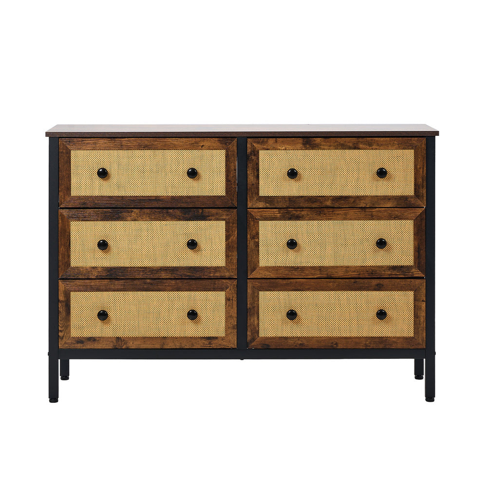 12 &8-Drawer Chest Rattan Fabric Dresser Tallboy Retro Vintage Bedroom Storage