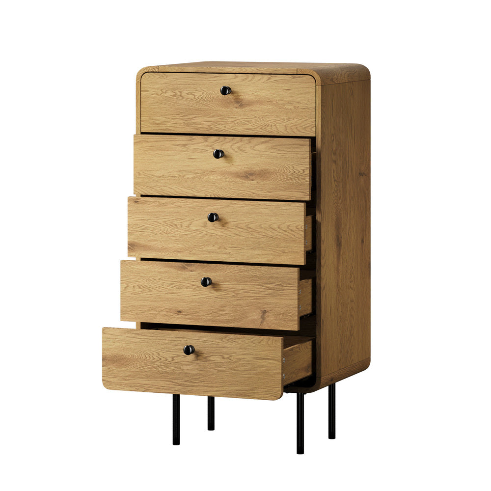 12 Chest of Drawers Dresser Tallboy Wooden Handle Natural & Black