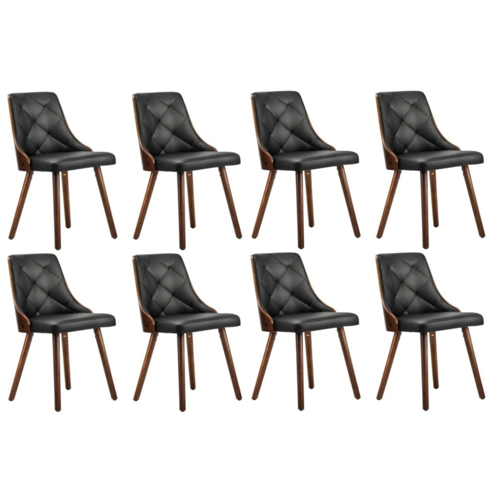 4x2PC &2x2PC Wooden Dining Chairs Black Leather Padded Seat for Kitchen or Dinin