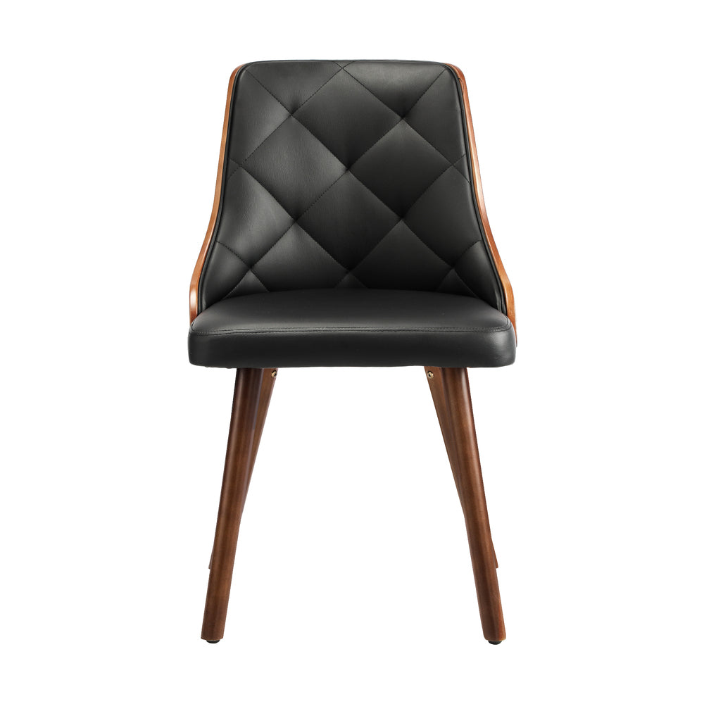 4x2PC &2x2PC Wooden Dining Chairs Black Leather Padded Seat for Kitchen or Dinin