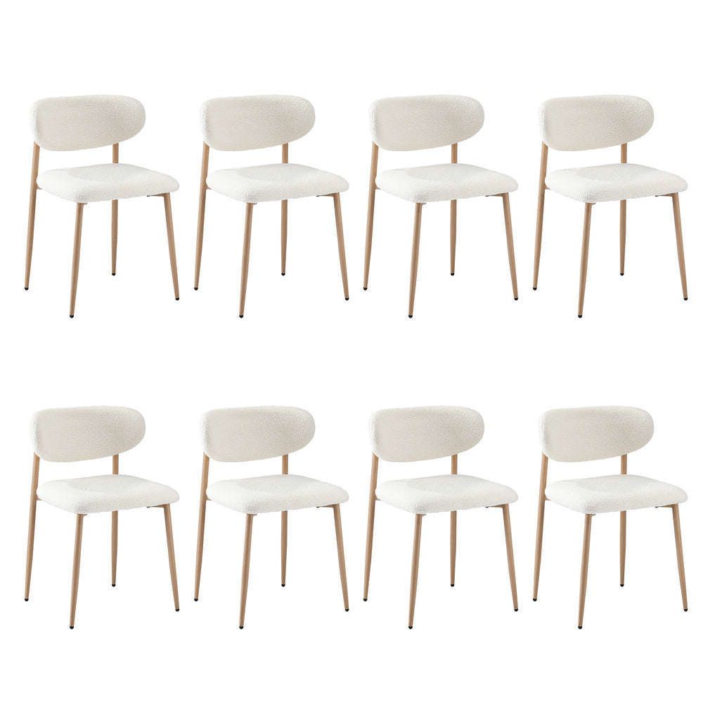 8x Dining Chairs Boucle Fabric Black&White