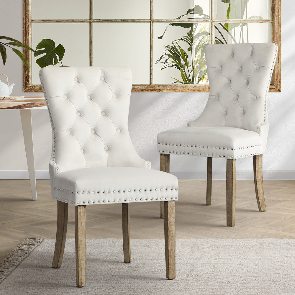 Modern Grey Wooden Frame Dining Chairs with Tufted Upholstery