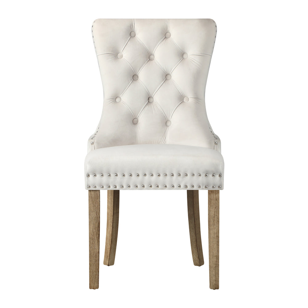 Modern Grey Wooden Frame Dining Chairs with Tufted Upholstery