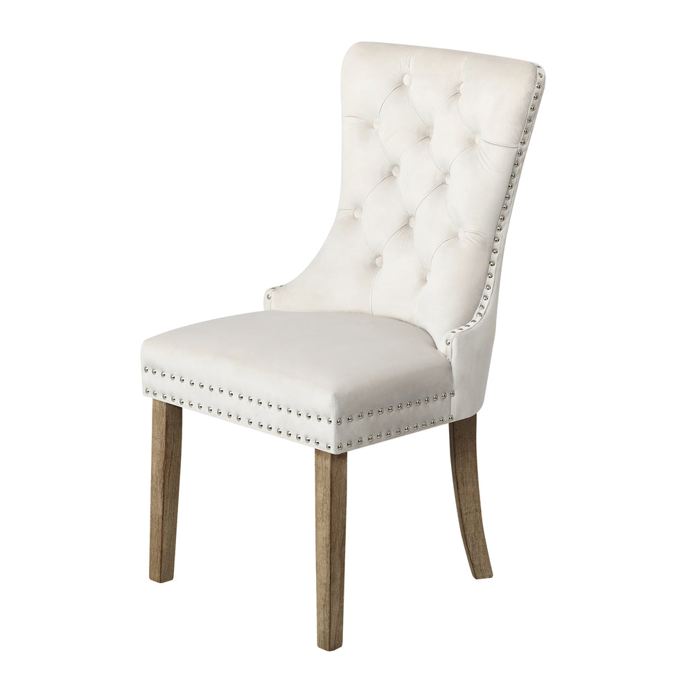 Modern Grey Wooden Frame Dining Chairs with Tufted Upholstery