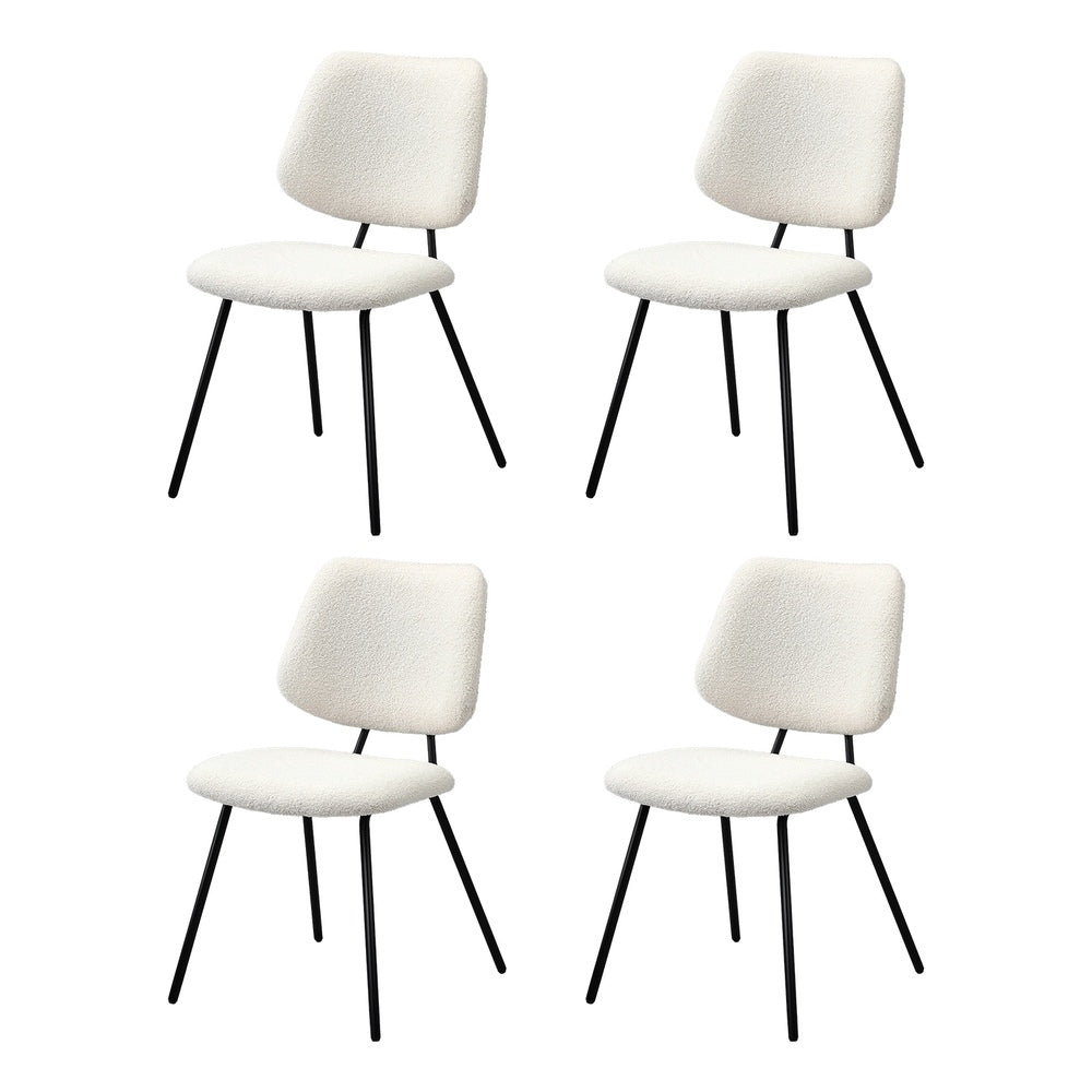 4x Dining Chair Vintage Retro Polyester Padded Dark Grey