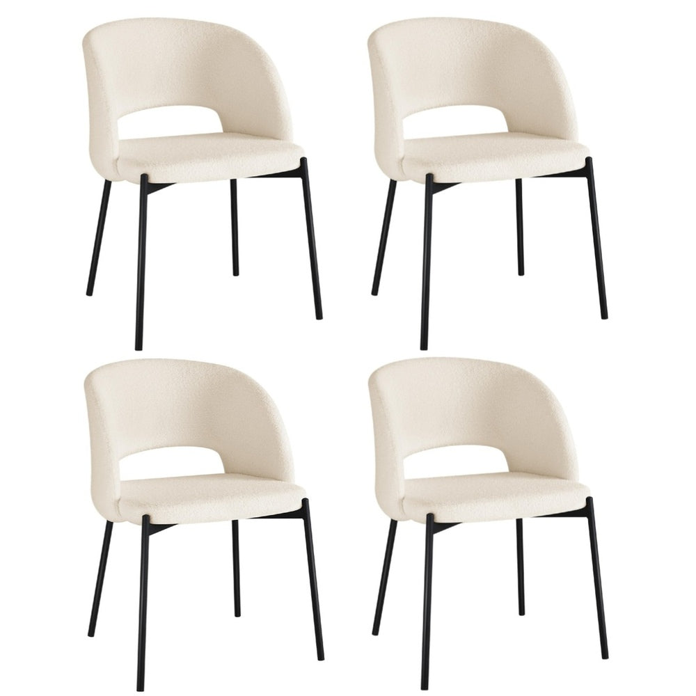 4x Armchair Dining Chair Sherpa White,Gold&Black