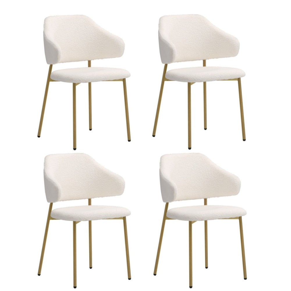 4Pcs/6Pcs Dining Chair Sherpa Gold&White