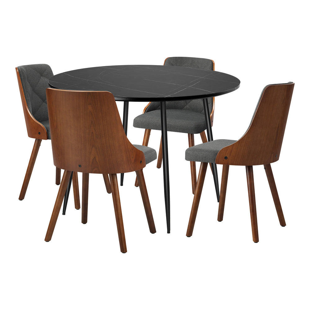 110cm Round Dining Table with 4PCS Chairs Linen Grey