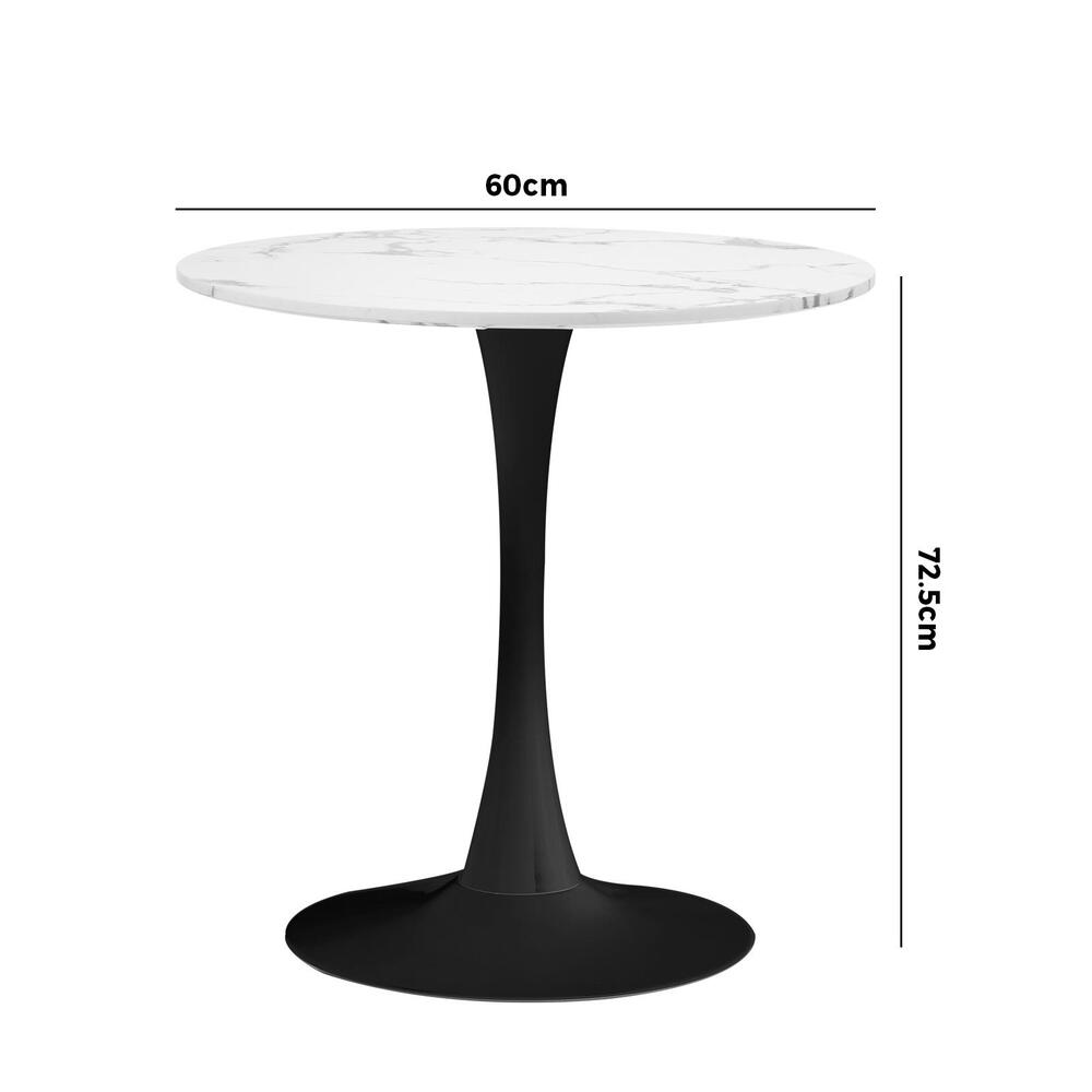 60cm Dining Table Marble Tulip Shape White&Black